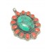 Handmade Pendant 925 Sterling Silver Natural Turquoise & Coral Gem Stones - 3